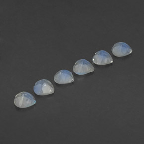캐럿 천연 블루 화이트 레인보우 문스톤 보석, 하트 모양, 4×4 mm, 투명한