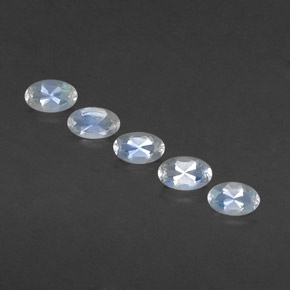 캐럿 천연 블루 화이트 레인보우 문스톤 보석, 타원형 컷, 5×3.1 mm, 투명한