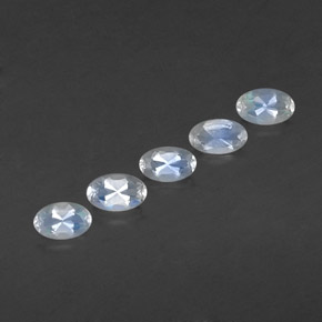 캐럿 천연 블루 화이트 레인보우 문스톤 보석, 타원형 컷, 5×3.1 mm, 투명한