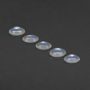 캐럿 천연 블루 화이트 레인보우 문스톤 보석, 타원형 컷, 5×3.1 mm, 투명한