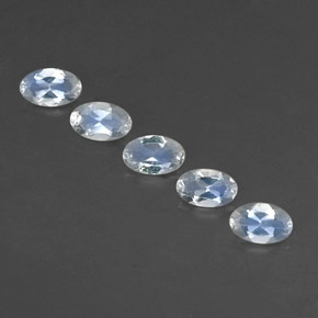 캐럿 천연 블루 화이트 레인보우 문스톤 보석, 타원형 컷, 4.9×3.1 mm, 투명한