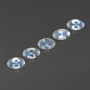 캐럿 천연 블루 화이트 레인보우 문스톤 보석, 타원형 컷, 4.9×3.1 mm, 투명한