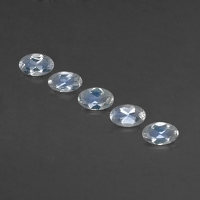 캐럿 천연 블루 화이트 레인보우 문스톤 보석, 타원형 컷, 4.9×3.1 mm, 투명한