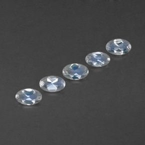 캐럿 천연 블루 화이트 레인보우 문스톤 보석, 타원형 컷, 4.9×3.1 mm, 투명한