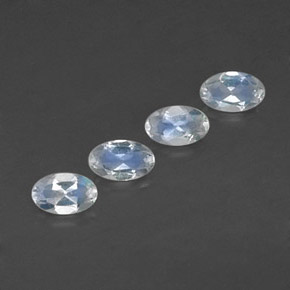캐럿 천연 블루 화이트 레인보우 문스톤 보석, 타원형 컷, 4.9×3.1 mm, 투명한