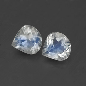 캐럿 천연 블루 화이트 레인보우 문스톤 보석, 배 모양, 5.2×5 mm, 투명한