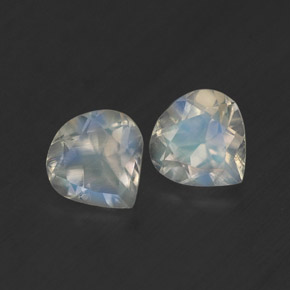 캐럿 천연 블루 화이트 레인보우 문스톤 보석, 배 모양, 5.2×5.1 mm, 투명한