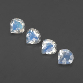 1.50캐럿 천연 블루 화이트 레인보우 문스톤 보석, 배 모양, 5.1×5.1 mm, 투명한
