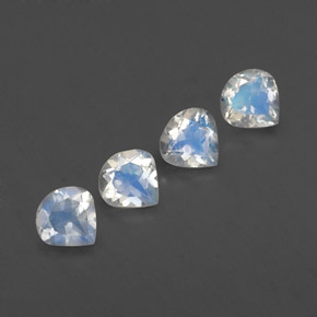 1.50캐럿 천연 블루 화이트 레인보우 문스톤 보석, 배 모양, 5.1×5.1 mm, 투명한