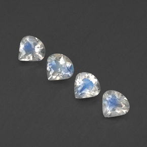 1.37캐럿 천연 푸르스름한 화이트 레인보우 문스톤 보석, 배 모양, 5×4.9 mm, 투명한