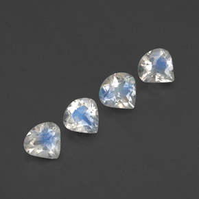 1.37캐럿 천연 푸르스름한 화이트 레인보우 문스톤 보석, 배 모양, 5×4.9 mm, 투명한