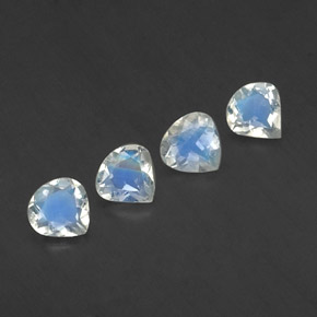 캐럿 천연 블루 화이트 레인보우 문스톤 보석, 배 모양, 5×4.9 mm, 투명한
