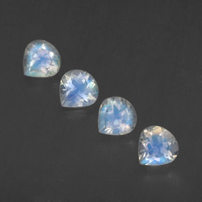 캐럿 천연 블루 화이트 레인보우 문스톤 보석, 배 모양, 5.2×5.1 mm, 투명한