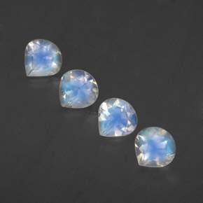 캐럿 천연 블루 화이트 레인보우 문스톤 보석, 배 모양, 5.2×5.1 mm, 투명한