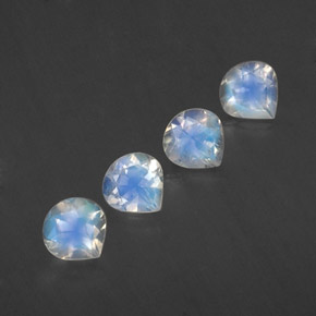 캐럿 천연 블루 화이트 레인보우 문스톤 보석, 배 모양, 5.2×5.1 mm, 투명한