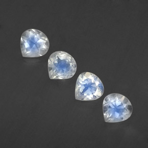 1.67캐럿 천연 블루 화이트 레인보우 문스톤 보석, 배 모양, 5.2×5.1 mm, 투명한