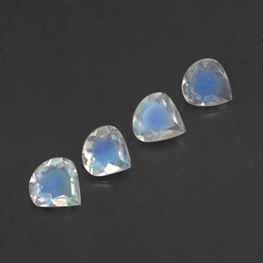 캐럿 천연 블루 화이트 레인보우 문스톤 보석, 배 모양, 5.2×5.2 mm, 투명한