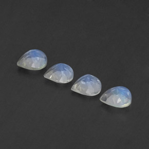 1.30캐럿 천연 블루 화이트 레인보우 문스톤 보석, 배 모양, 5.1×4.9 mm, 투명한