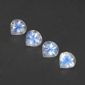 캐럿 천연 블루 화이트 레인보우 문스톤 보석, 배 모양, 5.2×4.9 mm, 투명한