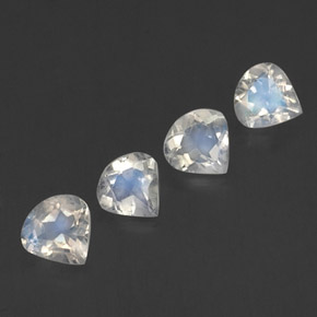 1.35캐럿 천연 블루 화이트 레인보우 문스톤 보석, 배 모양, 5×4.9 mm, 투명한