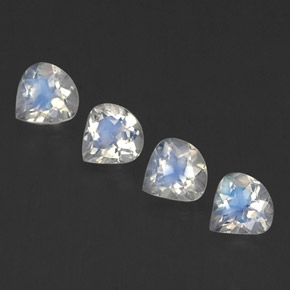1.52캐럿 천연 푸르스름한 화이트 레인보우 문스톤 보석, 배 모양, 5.2×5.2 mm, 투명한