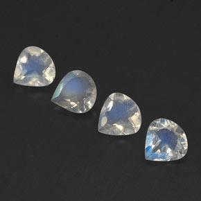 1.15캐럿 천연 푸르스름한 화이트 레인보우 문스톤 보석, 배 모양, 5×5 mm, 투명한