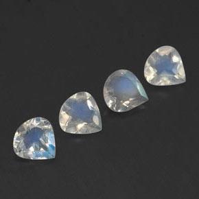 1.15캐럿 천연 푸르스름한 화이트 레인보우 문스톤 보석, 배 모양, 5×5 mm, 투명한
