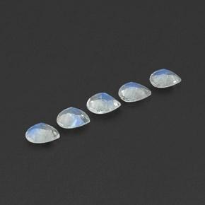 1.27캐럿 천연 푸르스름한 화이트 레인보우 문스톤 보석, 배 모양, 4.9×4.8 mm, 투명한