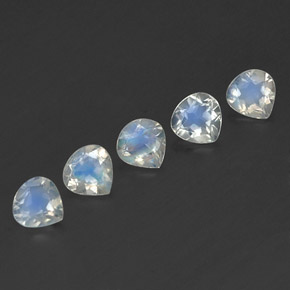 캐럿 천연 블루 화이트 레인보우 문스톤 보석, 배 모양, 5×4.9 mm, 투명한