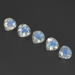 캐럿 천연 블루 화이트 레인보우 문스톤 보석, 배 모양, 5×4.9 mm, 투명한