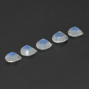 캐럿 천연 블루 화이트 레인보우 문스톤 보석, 배 모양, 5×4.9 mm, 투명한