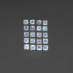 캐럿 천연 블루 화이트 레인보우 문스톤 보석, 투명한, 2.9×2.9 mm, 투명/반투명