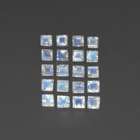 캐럿 천연 블루 화이트 레인보우 문스톤 보석, 투명한, 2.9×2.9 mm, 투명/반투명