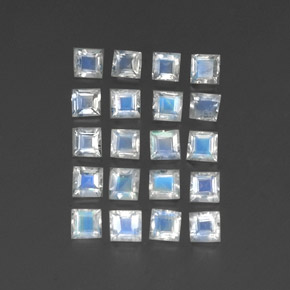 2.24캐럿 천연 푸르스름한 화이트 레인보우 문스톤 보석, 투명한, 2.9×2.9 mm, 투명/반투명
