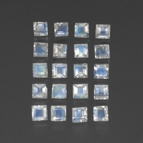 2.60캐럿 천연 블루 화이트 레인보우 문스톤 보석, 투명한, 2.8×2.8 mm, 투명/반투명