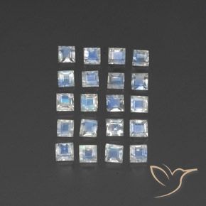 2.91캐럿 천연 푸르스름한 흰색 레인보우 문스톤 보석, 정사각형, 투명/반투명