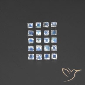 2.94캐럿 천연 푸르스름한 화이트 레인보우 문스톤 보석, 스퀘어, 3.1×3 mm, 투명한