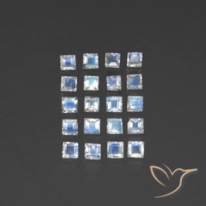 2.94캐럿 천연 푸르스름한 화이트 레인보우 문스톤 보석, 스퀘어, 3.1×3 mm, 투명한