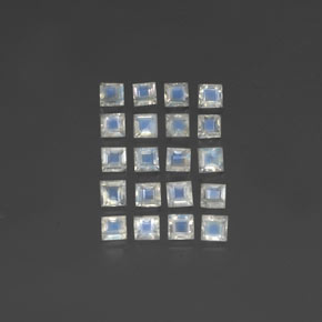 캐럿 천연 블루 화이트 레인보우 문스톤 보석, 스퀘어, 3.1×3 mm, 투명한