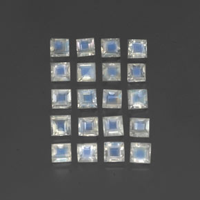 캐럿 천연 블루 화이트 레인보우 문스톤 보석, 스퀘어, 3.1×3 mm, 투명한