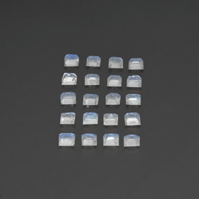 2.28캐럿 천연 블루 화이트 레인보우 문스톤 보석, 스퀘어, 3×3 mm, 투명한