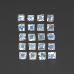 2.88캐럿 천연 푸르스름한 화이트 레인보우 문스톤 보석, 스퀘어, 3×3 mm, 투명한