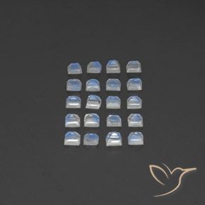 3.06캐럿 천연 푸르스름한 흰색 레인보우 문스톤 보석, 정사각형, 투명한