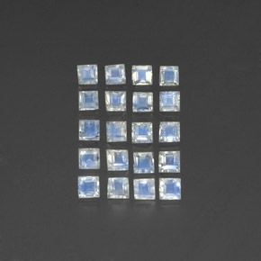 캐럿 천연 블루 화이트 레인보우 문스톤 보석, 스퀘어, 3.1×3.1 mm, 투명한