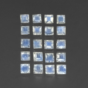 캐럿 천연 블루 화이트 레인보우 문스톤 보석, 스퀘어, 3.1×3.1 mm, 투명한