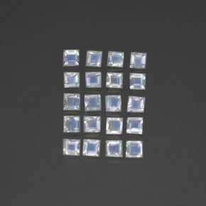 2.35캐럿 천연 블루 화이트 레인보우 문스톤 보석, 스퀘어, 3.1×3 mm, 투명한