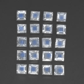 2.35캐럿 천연 블루 화이트 레인보우 문스톤 보석, 스퀘어, 3.1×3 mm, 투명한