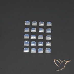 2.88캐럿 천연 푸르스름한 흰색 레인보우 문스톤 보석, 정사각형, 투명한