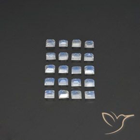 2.15캐럿 천연 푸르스름한 흰색 레인보우 문스톤 보석, 정사각형, 투명한