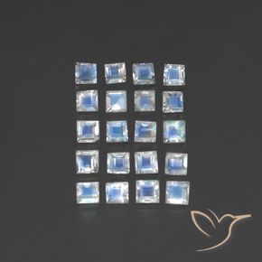 2.83캐럿 천연 푸르스름한 흰색 레인보우 문스톤 보석, 정사각형, 투명한